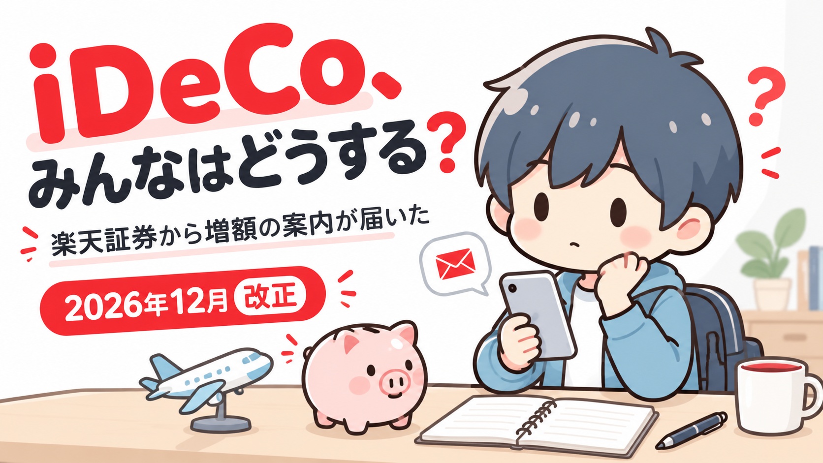 iDeCo増額の案内を見て考えるあすぱら。2026年12月改正、みんなはどうする？